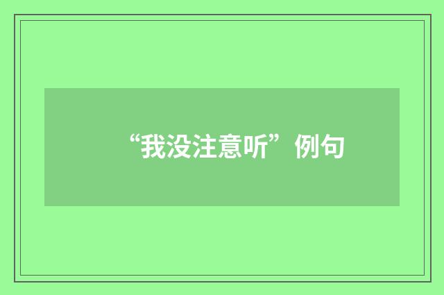 “我没注意听”例句