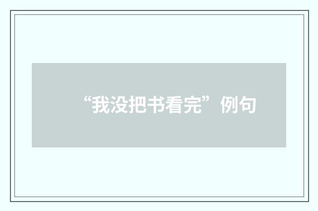 “我没把书看完”例句