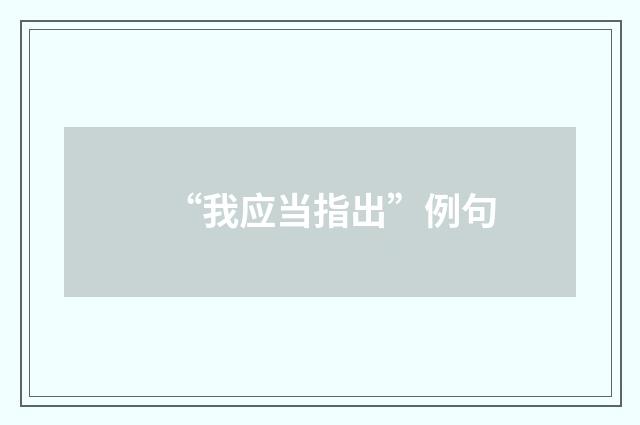 “我应当指出”例句