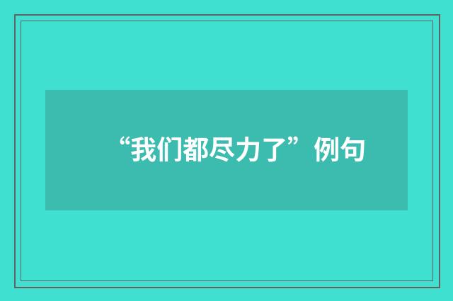 “我们都尽力了”例句