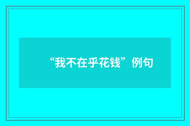 “我不在乎花钱”例句