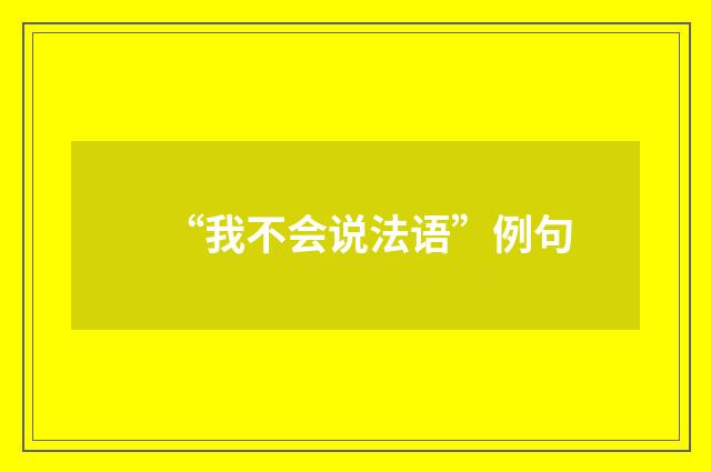 “我不会说法语”例句