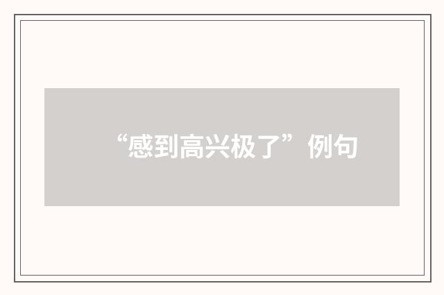 “感到高兴极了”例句