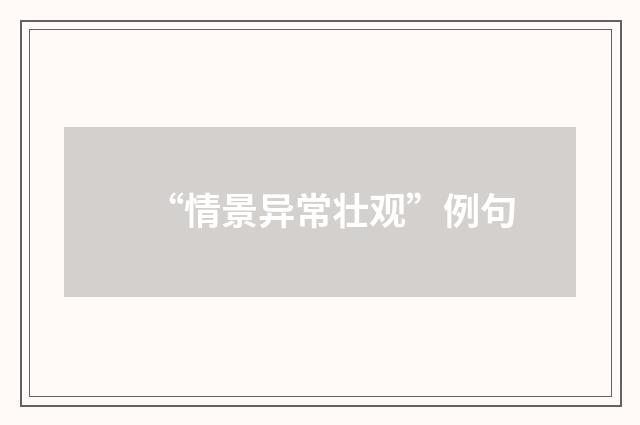 “情景异常壮观”例句