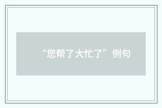 “您帮了大忙了”例句