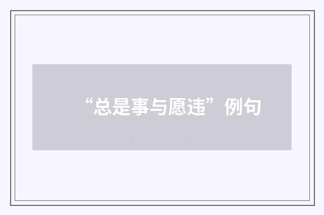 “总是事与愿违”例句