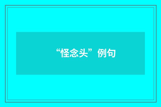 “怪念头”例句