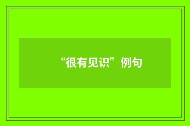 “很有见识”例句