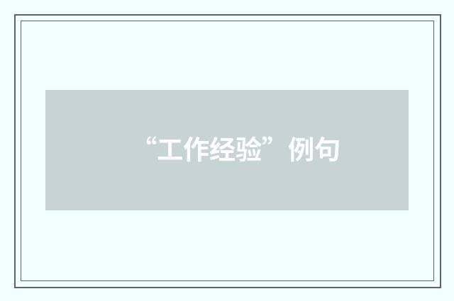 “工作经验”例句