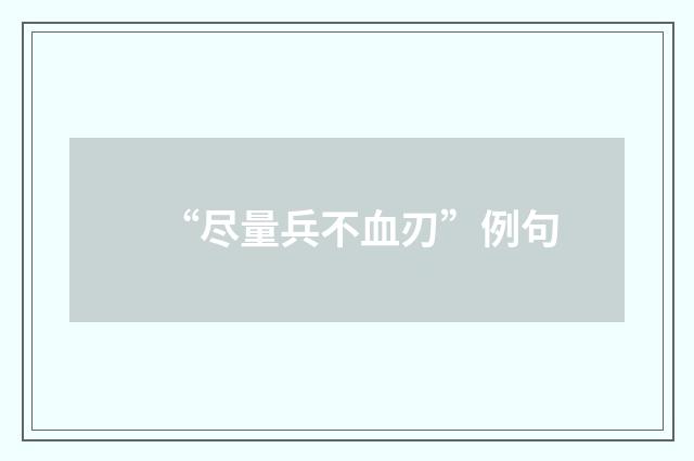 “尽量兵不血刃”例句