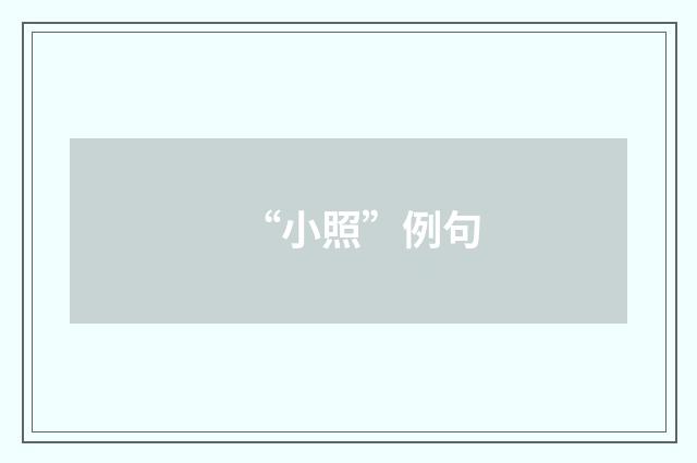 “小照”例句