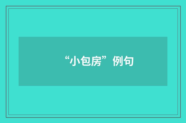 “小包房”例句