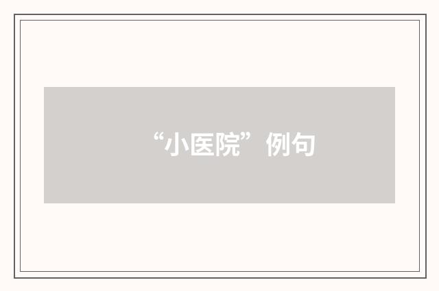 “小医院”例句
