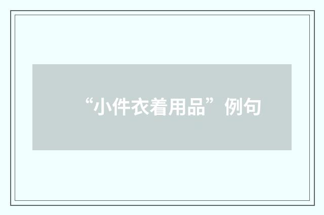 “小件衣着用品”例句