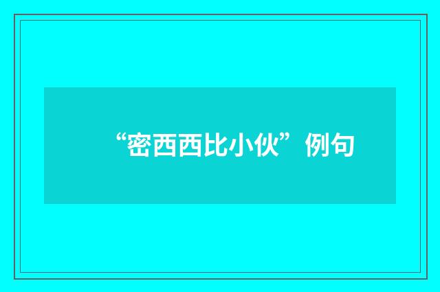 “密西西比小伙”例句