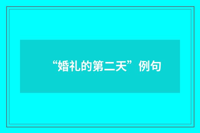 “婚礼的第二天”例句