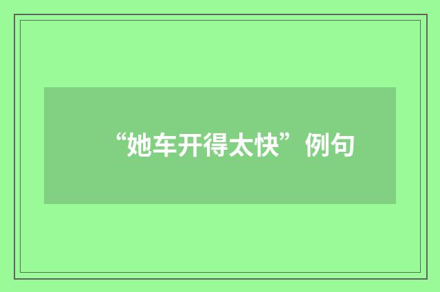 “她车开得太快”例句