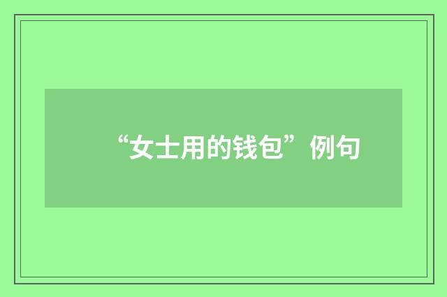 “女士用的钱包”例句