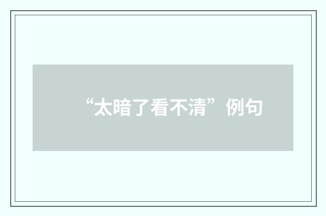 “太暗了看不清”例句