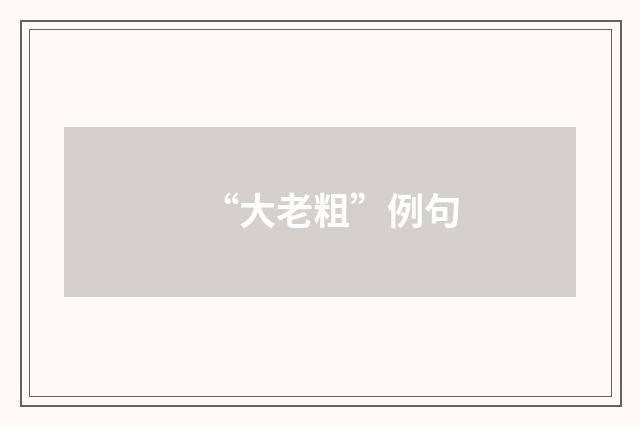 “大老粗”例句