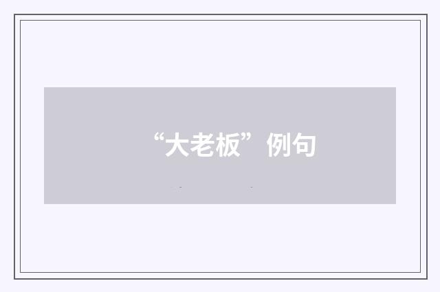 “大老板”例句