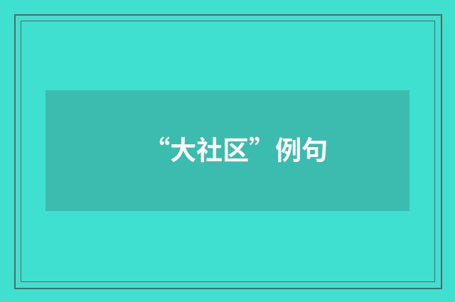 “大社区”例句