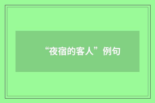“夜宿的客人”例句