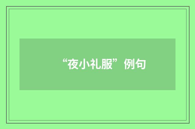 “夜小礼服”例句