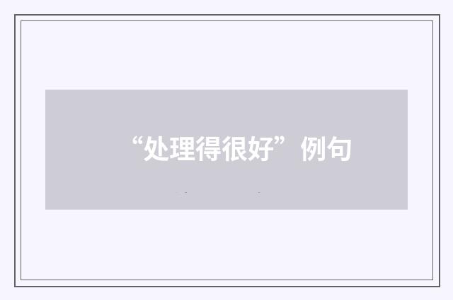 “处理得很好”例句
