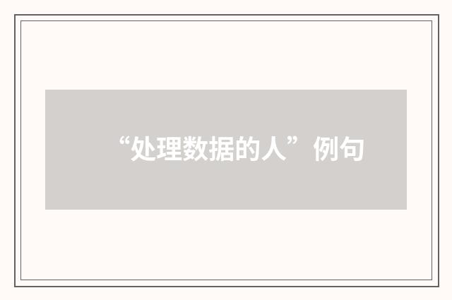 “处理数据的人”例句