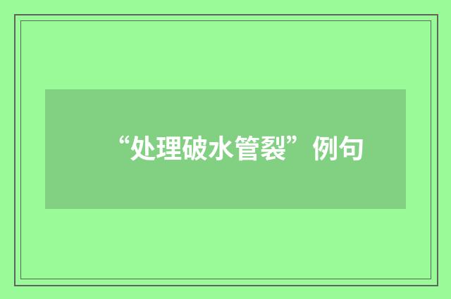 “处理破水管裂”例句