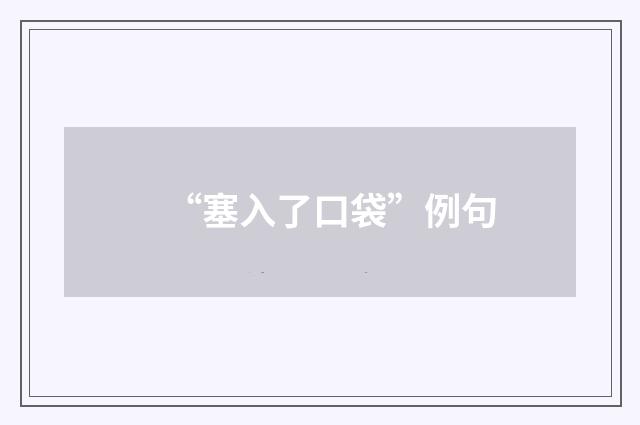 “塞入了口袋”例句