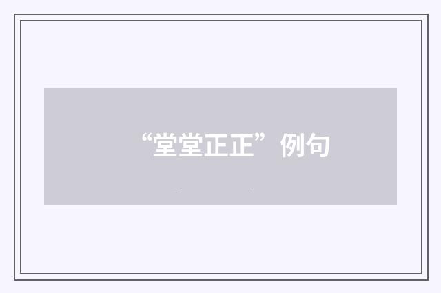 “堂堂正正”例句