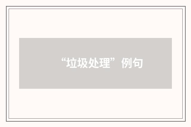 “垃圾处理”例句