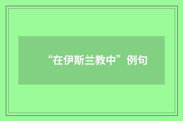 “在伊斯兰教中”例句