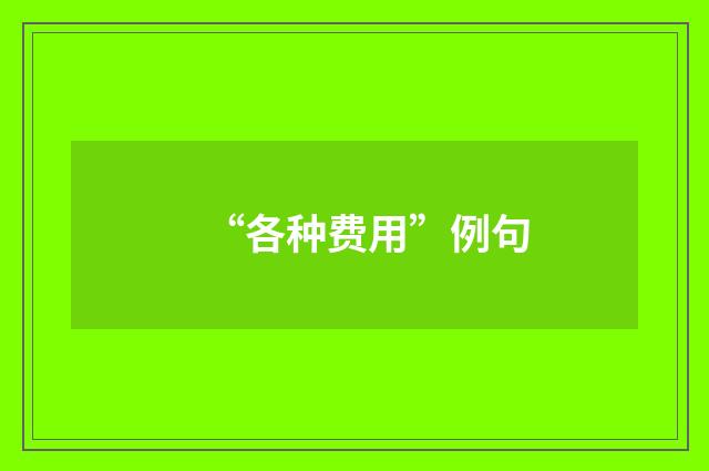 “各种费用”例句