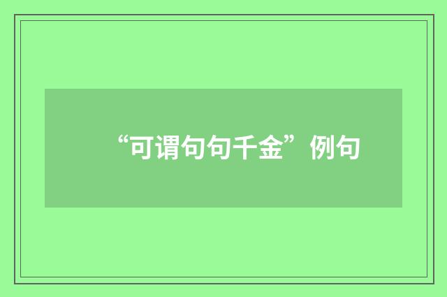 “可谓句句千金”例句