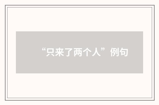 “只来了两个人”例句
