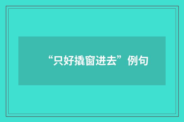 “只好撬窗进去”例句