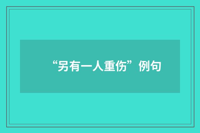 “另有一人重伤”例句