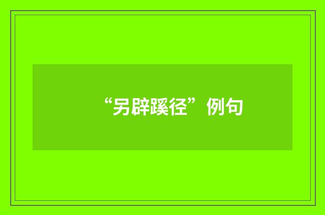 “另辟蹊径”例句