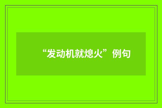 “发动机就熄火”例句