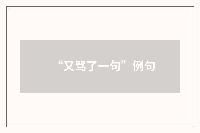 “又骂了一句”例句