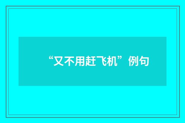 “又不用赶飞机”例句