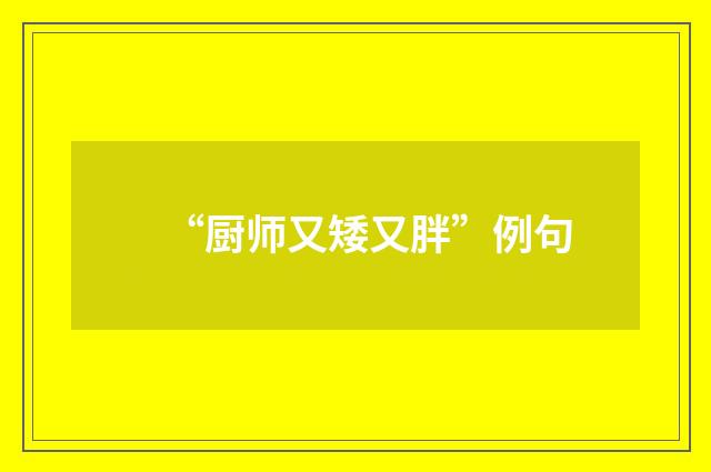 “厨师又矮又胖”例句