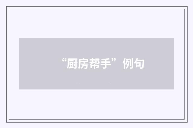 “厨房帮手”例句