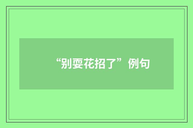 “别耍花招了”例句