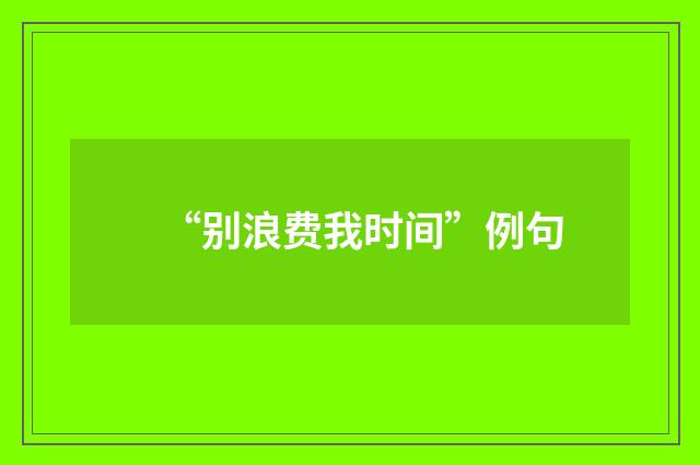 “别浪费我时间”例句