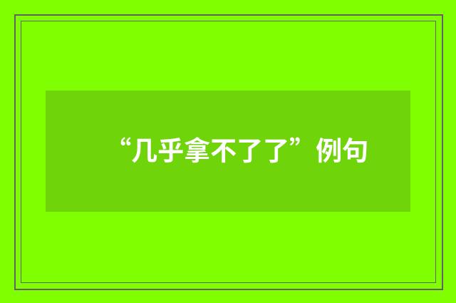 “几乎拿不了了”例句