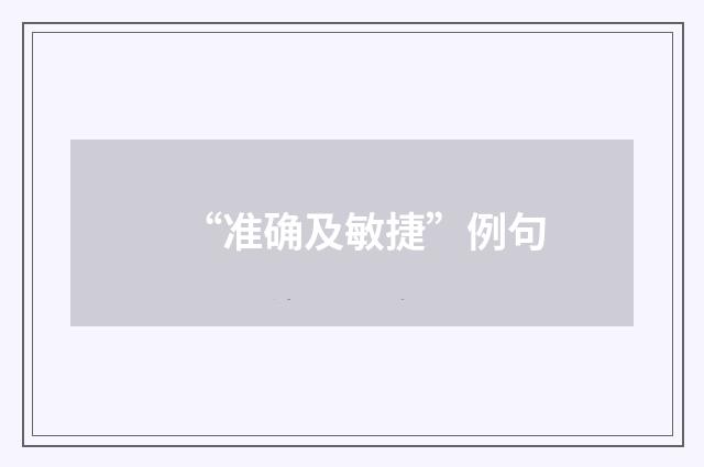 “准确及敏捷”例句